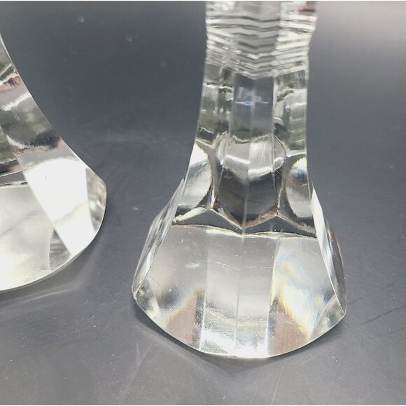 Bohemian Cut Crystal Salt & Pepper Shakers Tall Footed MCM Vintage - Picture 4 of 9